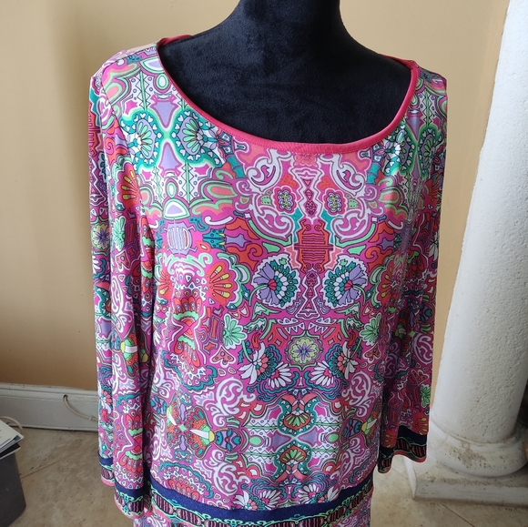 Laundry by Shelli Segal Pink Multicolor Dress Size L - Picture 3 of 7